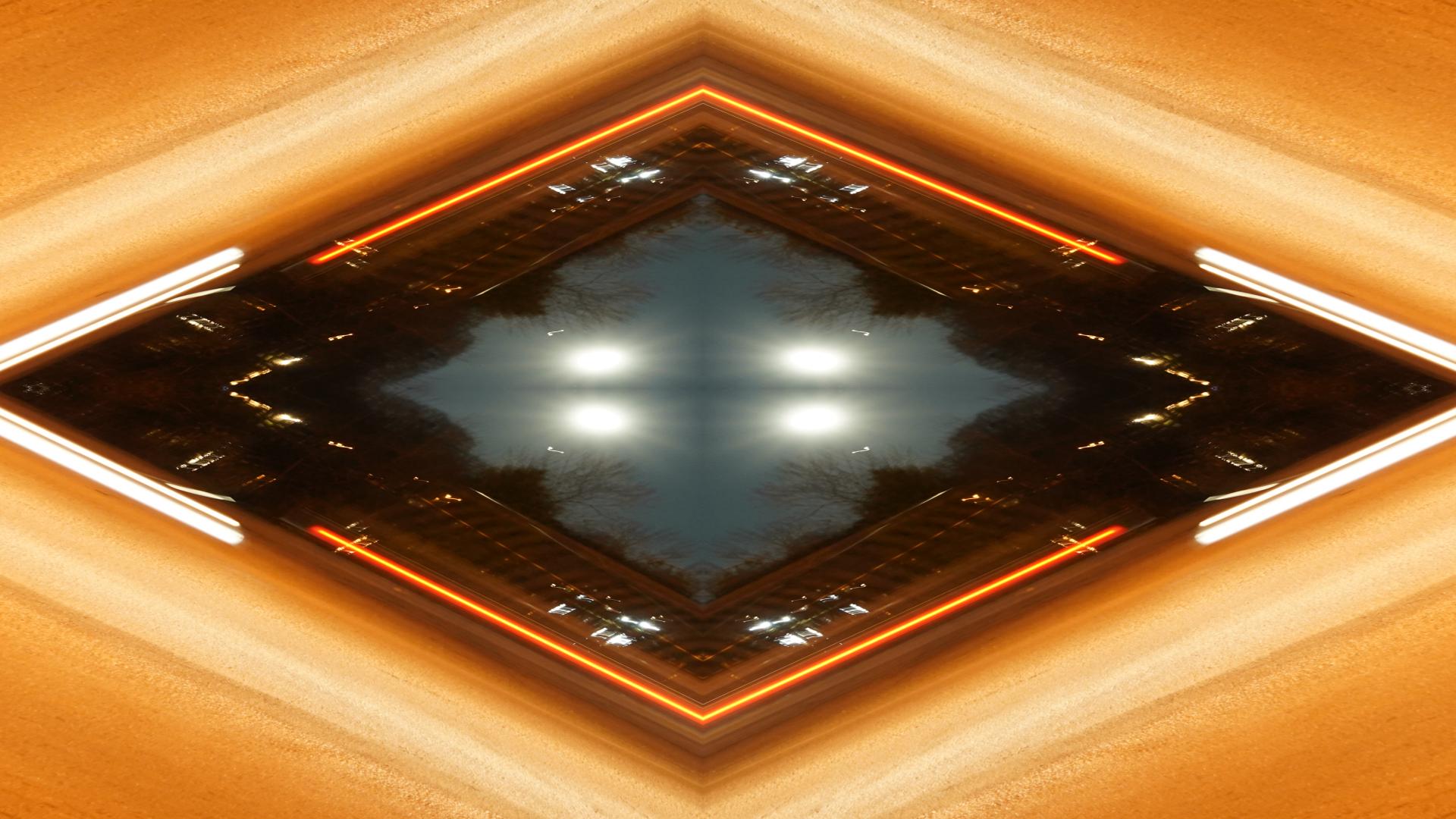 Old Hickory Lake night street and moon Quadroscopic